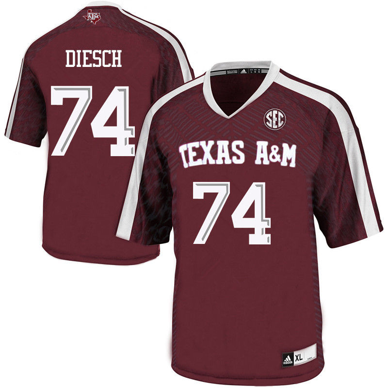 Men #74 Kellen Diesch Texas A&M Aggies College Football Jerseys-Maroon